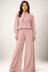 Pearl-Embellished Collared Co-ord Set Pink