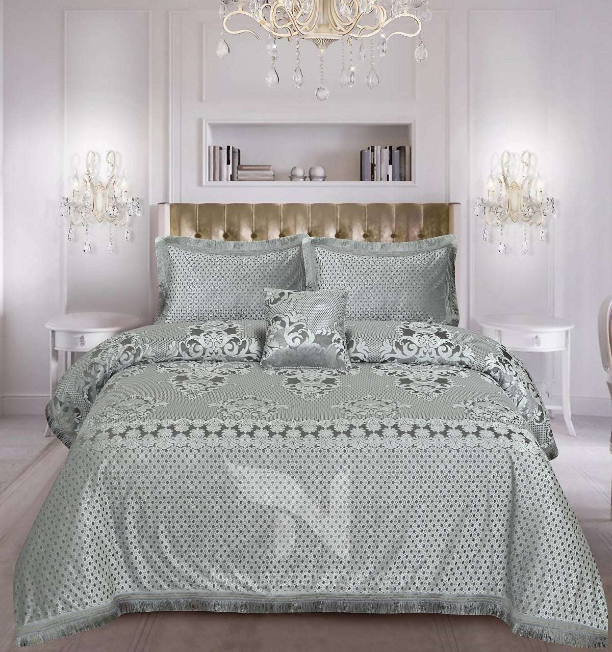 Palachi Velvet & Leather Bed Sheet Set – 4 Pcs Design Code 566