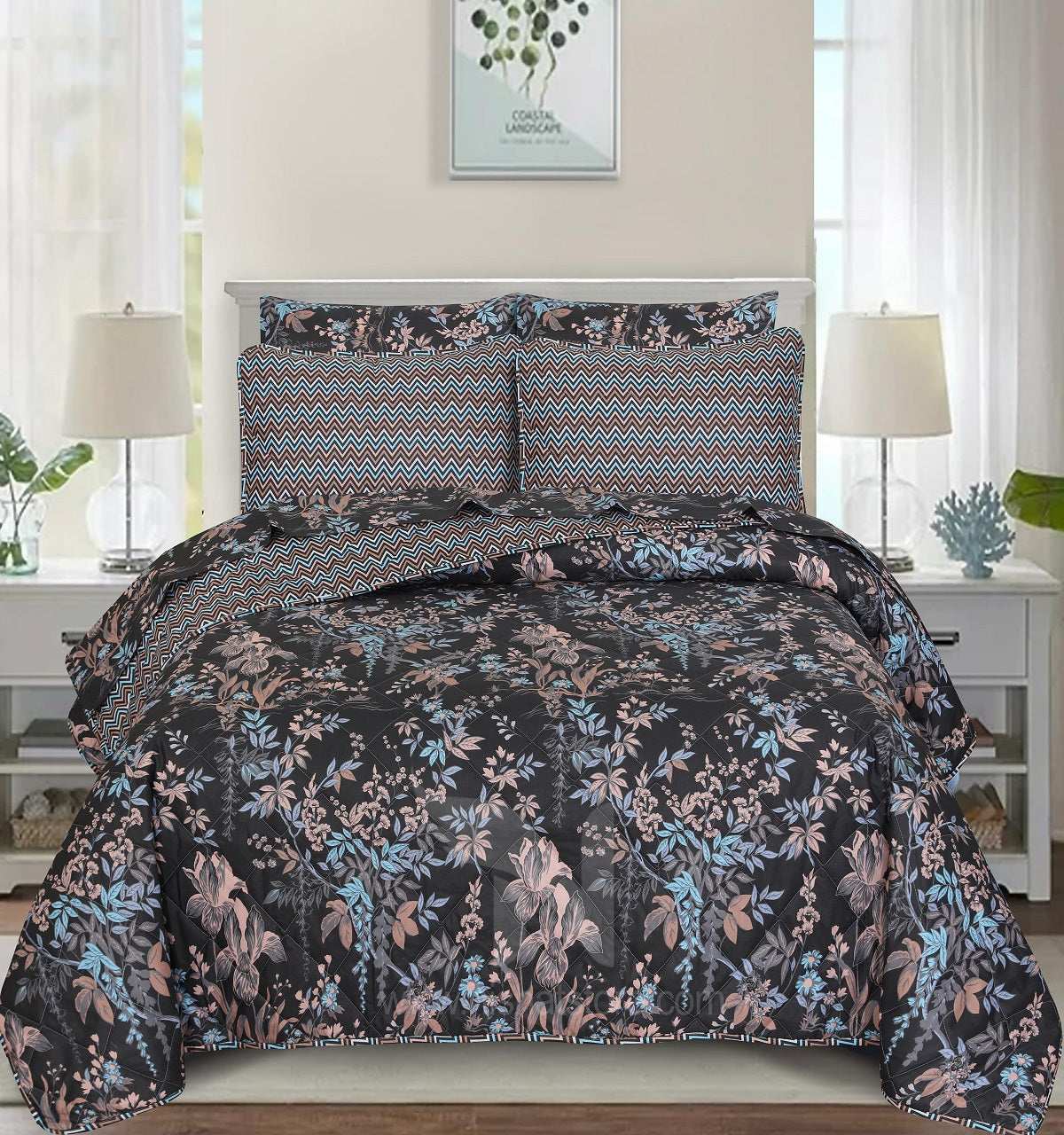 Quilted Comforter Set 6 Pcs Design 967