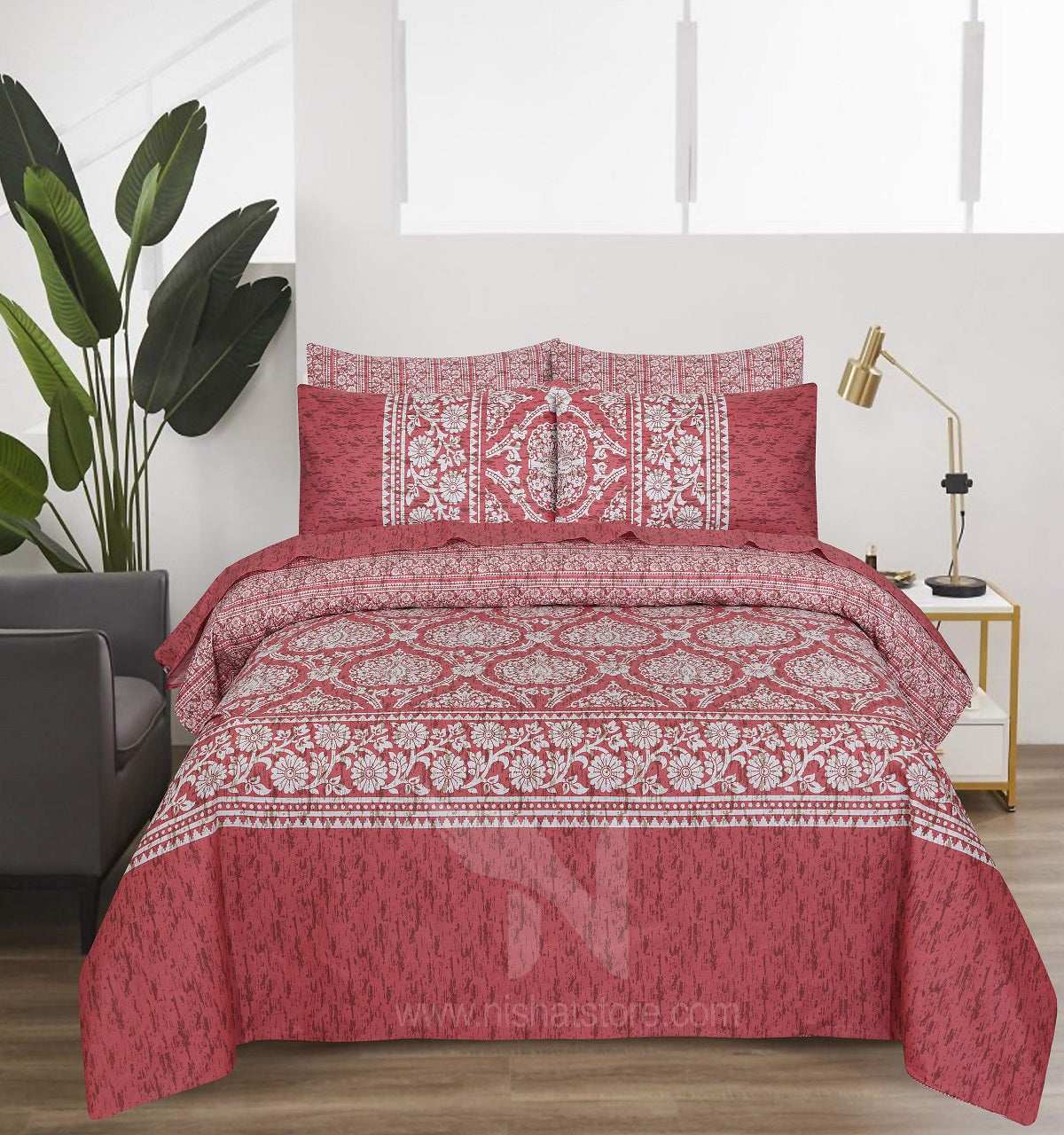 Floral Reversible Cotton Quilt Cover 6 Pcs Design #207