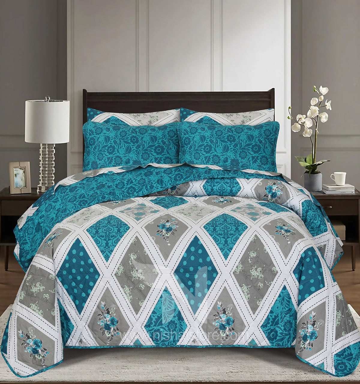 Quilted Comforter Set 6 Pcs Design 949