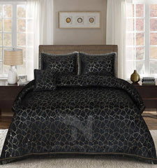 Texture Embossed Heavy Velvet Bed Sheet Set 4 Pcs Design #561