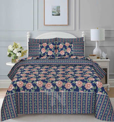 Floral Reversible Cotton Quilt Cover 6 Pcs Design #201