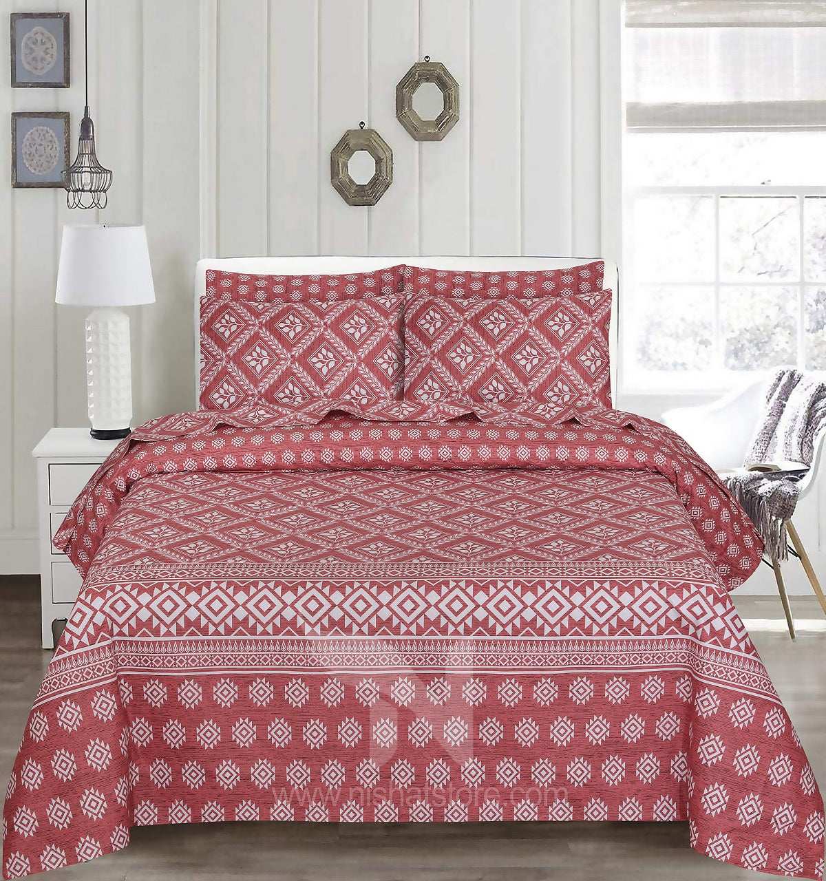 Floral Reversible Cotton Quilt Cover 6 Pcs Design #203