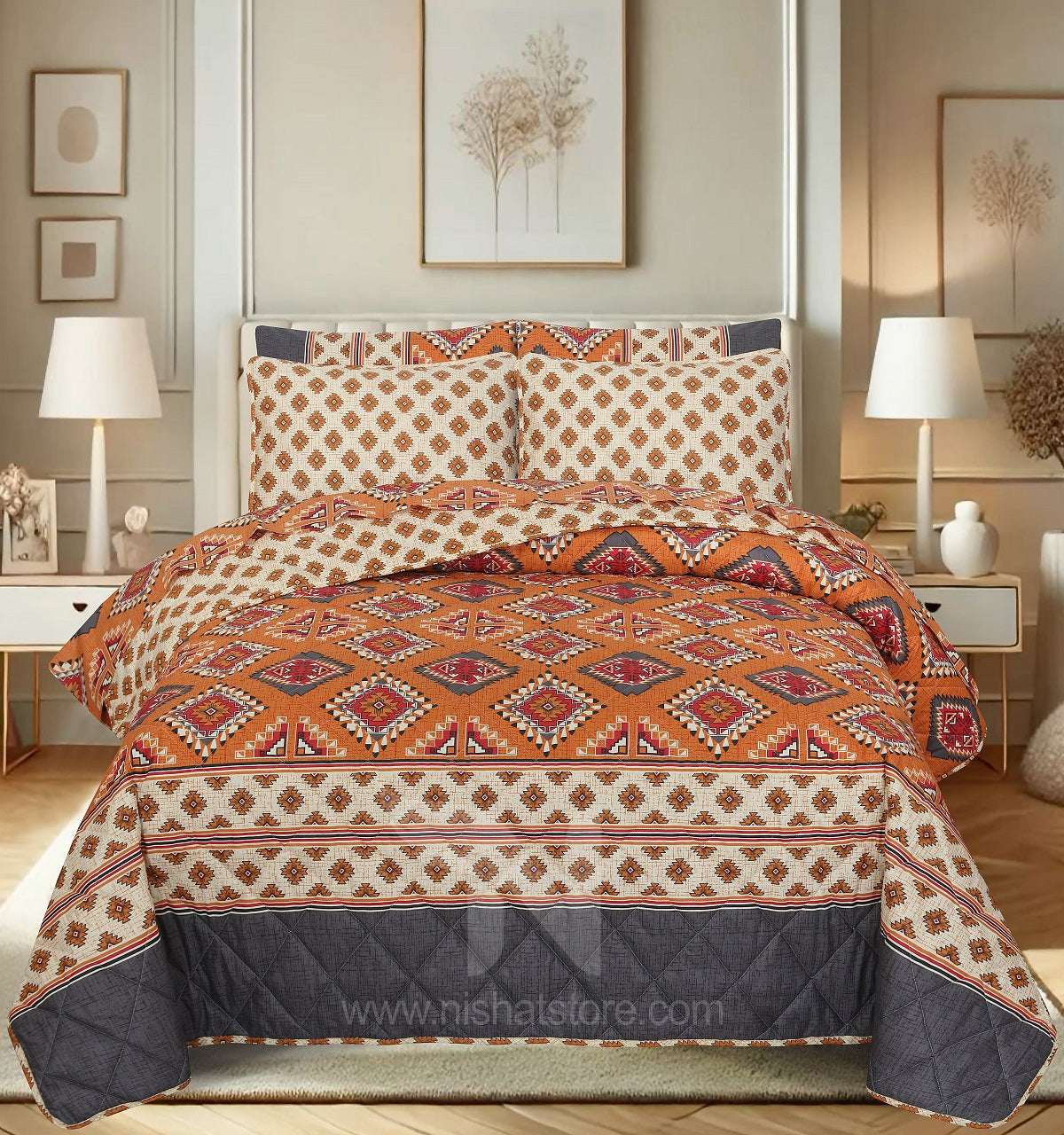 Quilted Comforter Set 6 Pcs Design 983