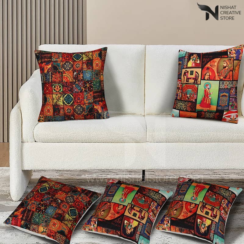 5 PCs Digital Printed Cushions Ds Cover #236 - Nishat Creative Store