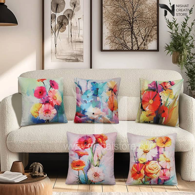5 PCs Digital Printed Cushions Ds Cover #240 - Nishat Creative Store
