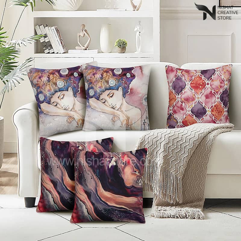 5 PCs Digital Printed Cushions Ds Cover #241 - Nishat Creative Store