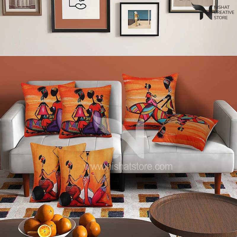 6 PCs Digital Printed Cushions Ds Cover #244 - Nishat Creative Store