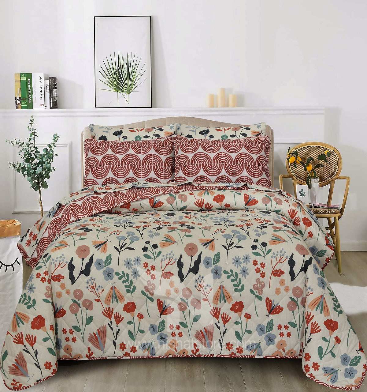 Quilted Comforter Set 6 Pcs Design 909