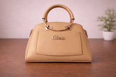 Gloria Heart-Accent Camel Brown Top-Handle Handbag