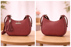 Maroon Coach Hobo Bag – Leather with Tassel Accent