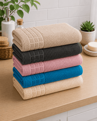 Cotton Hand Towel Waffle Border Set of 2