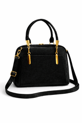 Elegant Shimmer Top-Handle Satchel –Black