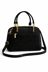 Elegant Shimmer Top-Handle Satchel –Black