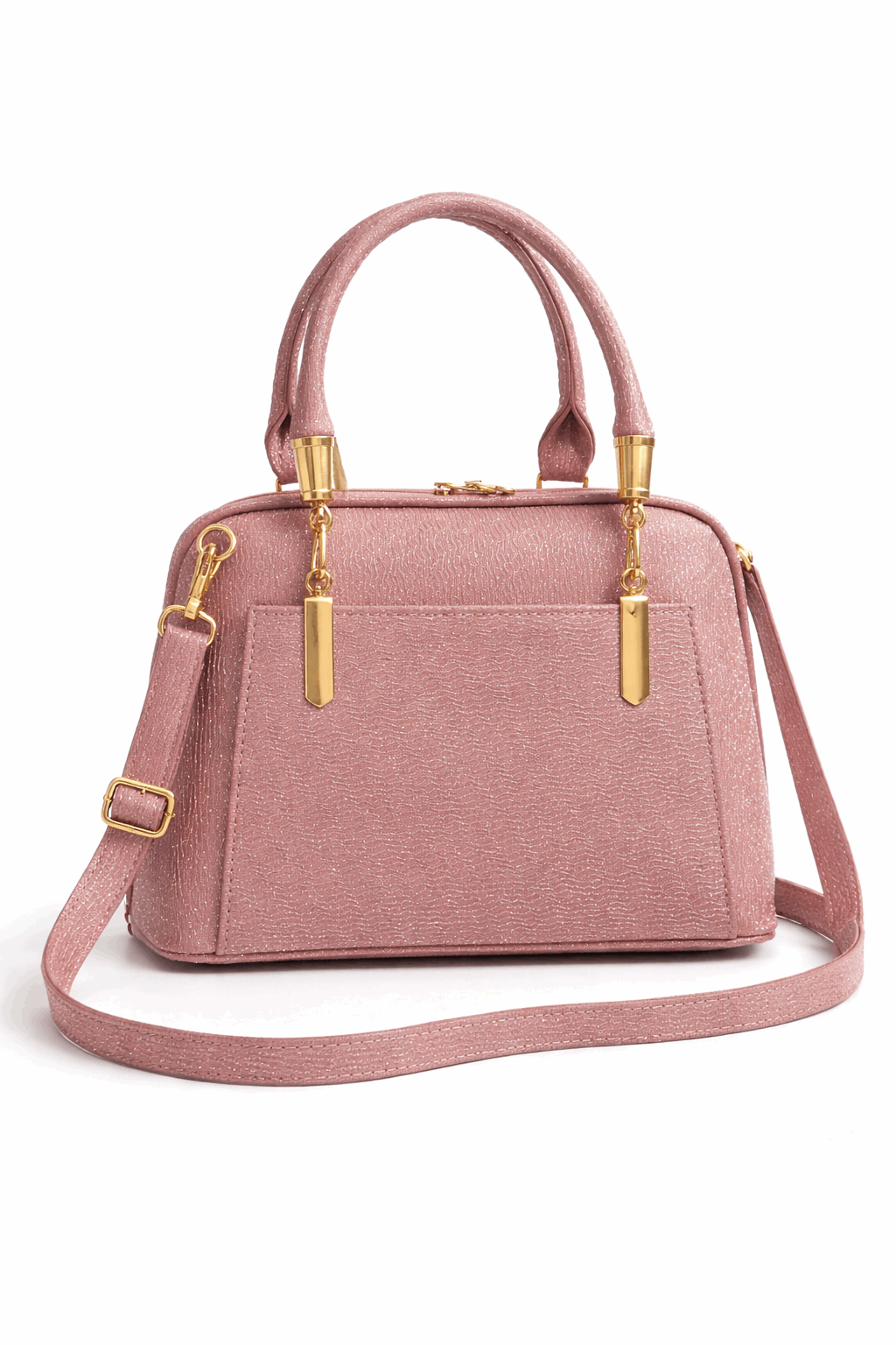 Elegant Shimmer Top-Handle Satchel –Pink