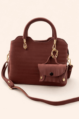 Modern Wine Red Satchel with Detachable Mini Pouch