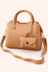 Modern Brown Satchel with Detachable Mini Pouch