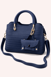 Modern Blue Satchel with Detachable Mini Pouch