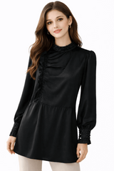 Beaded Mock Neck Ruffle Tunic