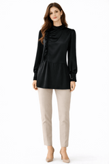 Beaded Mock Neck Ruffle Tunic