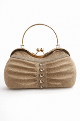 Sparkling Gold Pleated Evening Clutch