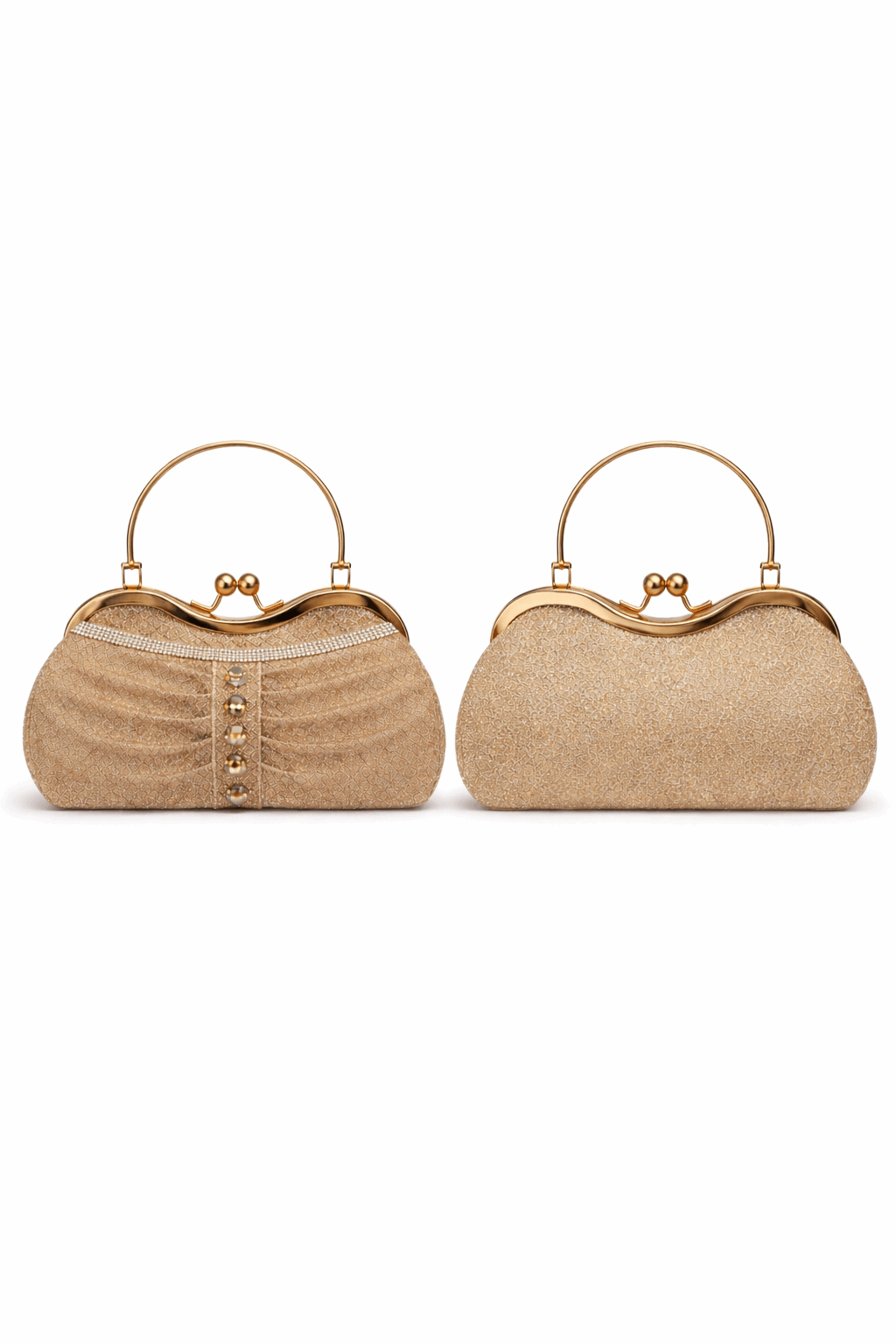 Sparkling Gold Pleated Evening Clutch