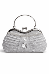 Sparkling Silver Pleated Crystal Clutch