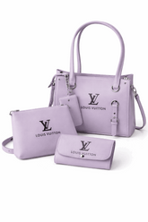 Elegant 3-Piece Lavender Handbag Set