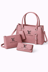 Elegant 3-Piece Pink Handbag Set