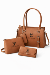 Elegant 3-Piece Brown Handbag Set