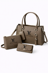 Elegant 3-Piece Taupe Handbag Set