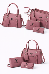 Elegant 3-Piece Pink Handbag Set