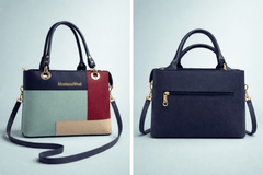 Montana West Vegan Leather Multi-Tone Handbag Navy Blue