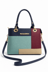 Montana West Vegan Leather Multi-Tone Handbag Navy Blue