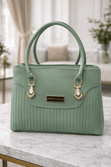 Jimmy Choo Pleated Leather Handbag with Gold-Tone Accents Green