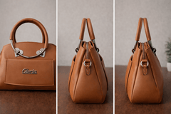 Gloria Heart-Accent Brown Top-Handle Handbag