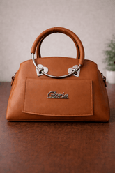 Gloria Heart-Accent Brown Top-Handle Handbag