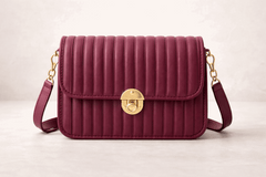 Elegant burgundy Pleated Crossbody Bag