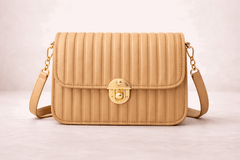 Elegant Beige Pleated Crossbody Bag