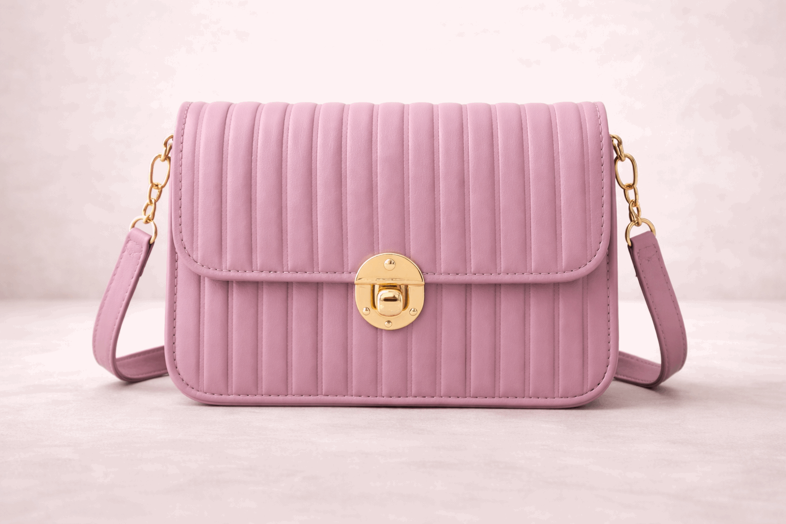 Elegant Purple Pleated Crossbody Bag
