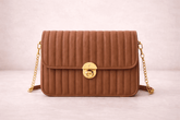 Elegant Brown Pleated Crossbody Bag
