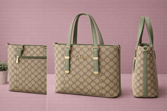 Chloé Monogram "GD" Tote Bag with Sage Green Accents