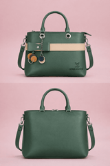 Dual-Handle Crossbody Bag with sand Stripe and Bow