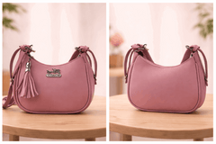 Blush Pink Coach Hobo Bag – Vegan Leather with Tassel Accent