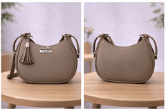 Taupe Color Coach Hobo Bag – Leather with Tassel Accent