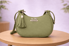 Sage Green Coach Hobo Bag – Leather with Tassel Accent