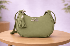 Sage Green Coach Hobo Bag – Leather with Tassel Accent