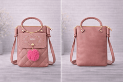 Quilted Vegan Leather Mini Crossbody Bag Pink