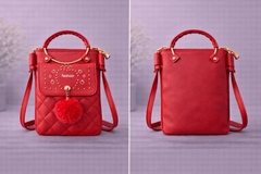 Quilted Vegan Leather Mini Crossbody Bag Bright Red